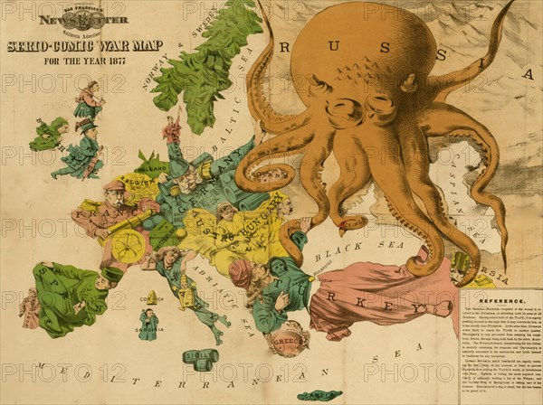 Serio-comic war map for the year 1877 1877