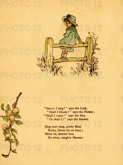Young Girl sits on Fence and hope that it will not rain 1875