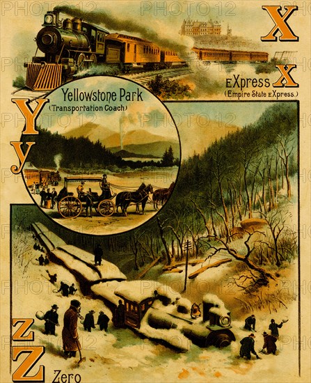 Railroad ABC - X is for Express, Y for Yellowstone Park, & Z is for Zero 1890