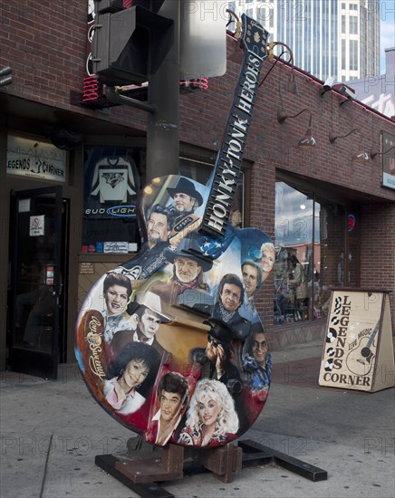 Guitar sign on in front of Legends Corner Bar on Broad Street in Nashville, Tennessee 2006