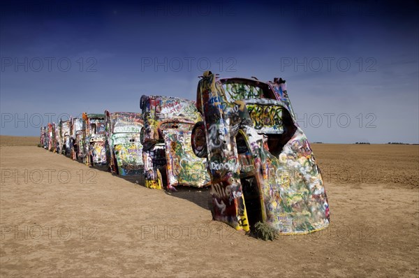 Cars in buried in the ground, Cadillac Ant Farm, Amarillo, Texas 2006