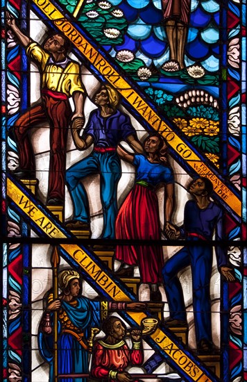 Singing Windows stained glass, designed by J&R Lamb, located in the University chapel at Tuskegee University, Tuskegee, Alabama 2010