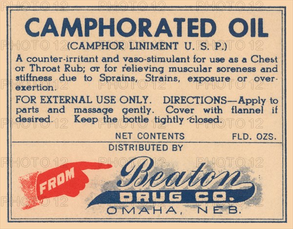 Camphorated Oil - Liniment 1920