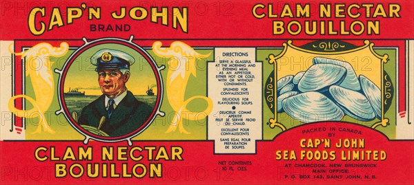 Cap'n John Brand Clam Nectar Bouillon 1920