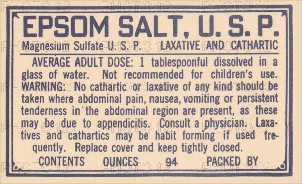 Epsom Salt U.S.P. 1920