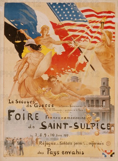 Foire France-Américaine de Saint-Sulpice. Le Secours de Guerre; The French-American fair at Saint Sulpice. Le Secours de Guerre (relief agency for the victims of the war). 1917