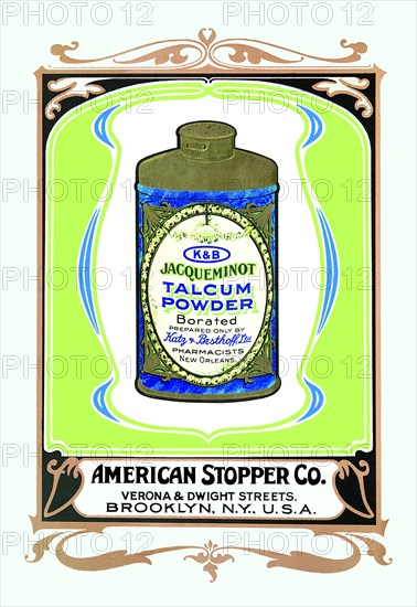 K&B Jacqueminot Talcum Powder 1900