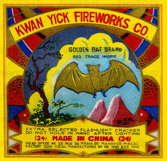 Kwan Yick Fireworks Co. Golden Bat Brand