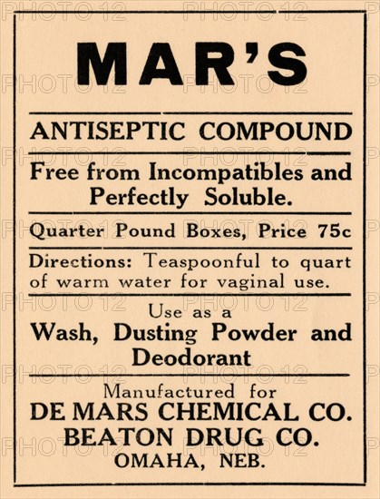 Mar's Antiseptic Compound 1920