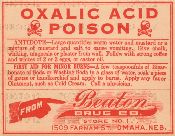 Oxalic Acid - Poison 1920