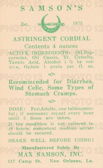 Samson's Astringent Cordial