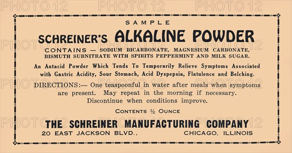 Schreiner's Alkaline Powder 1920