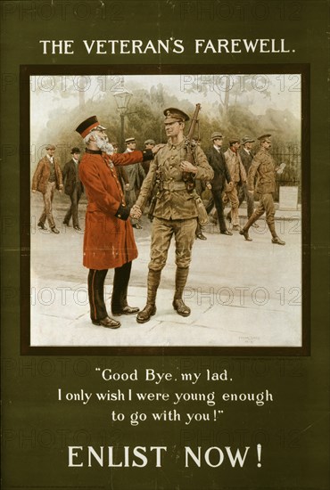 The veteran's farewell. Enlist now!  1914