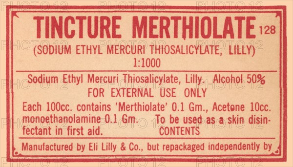 Tincture Merthiolate 1920