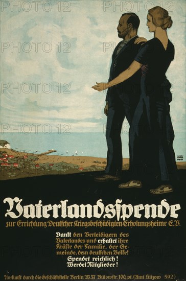 Vaterlandsspende, zur Errichtung Deutscher Kriegsbeschädigten Erholungsheime E.V;  Fatherland Fund to build recreation homes where disabled war veterans can recover. 1917