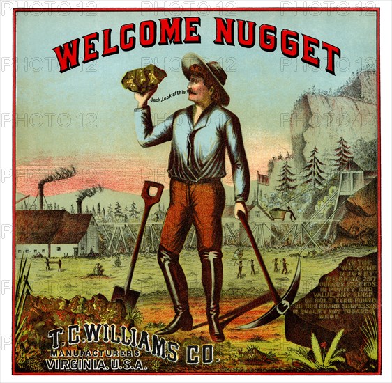 Welcome Nugget Tobacco Label 1870