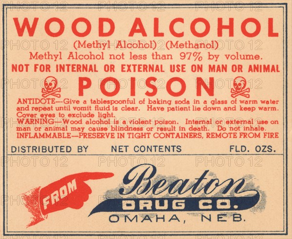 Wood Alcohol - Poison 1920