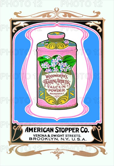 Woodworth's Trailing Arbutus Talcum Powder 1900