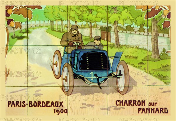 Blue Race Car in the Country 1900