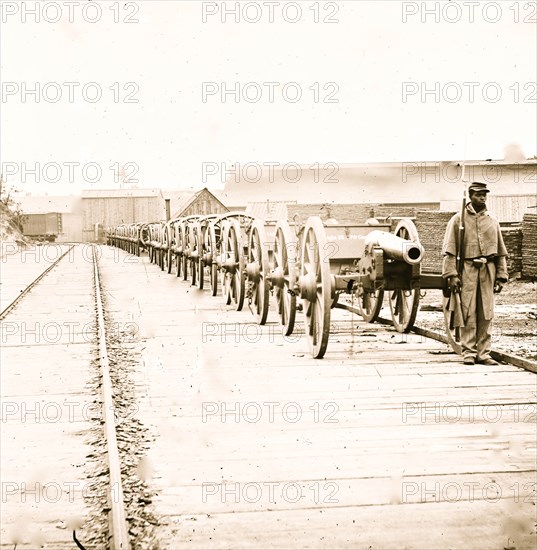 City Point, Virginia. Black soldier guarding 12-pdr. Napoleon. (Model 1857 1865