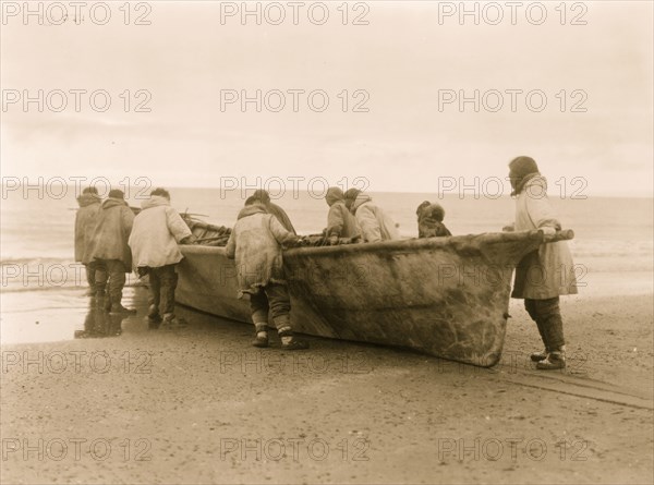 Launching the whale boat--Cape Prince of Wales 1929