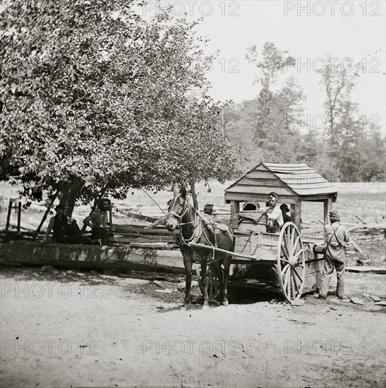 Fredericksburg, Virginia. Soldiers drawing water from a well. Army of the Potomac 1864