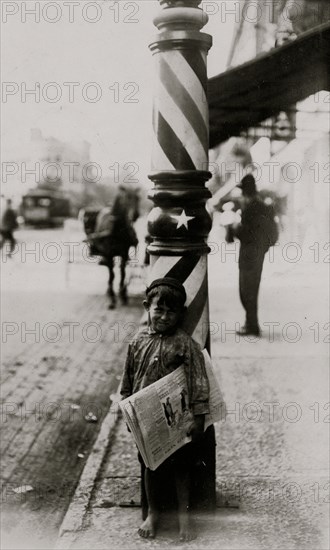 A Little "Shaver," Indianapolis Newsboy, 41 inches high. Said he was 6 years old. 1909