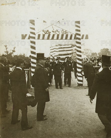 Admiral Togo and other Japanese naval officers being greeted by government officials 1905