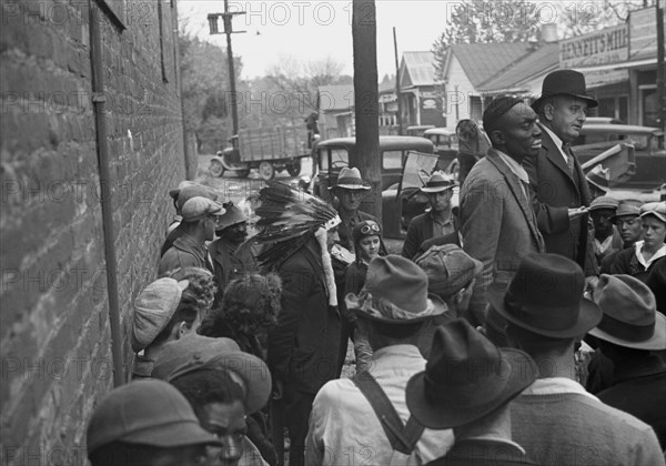 African American with whites at Medicine show in Tennessee 1935