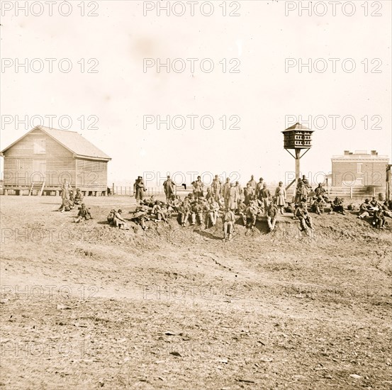 Aiken's Landing, Va. African-American soldiers resting near the Aiken house, view looking toward the house 1863