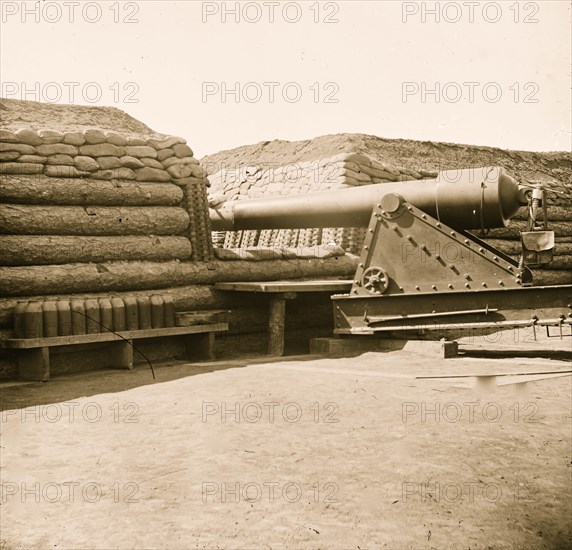 Aiken's Landing, Virginia (vicinity). Interior view of Fort Brady on the James River 1865