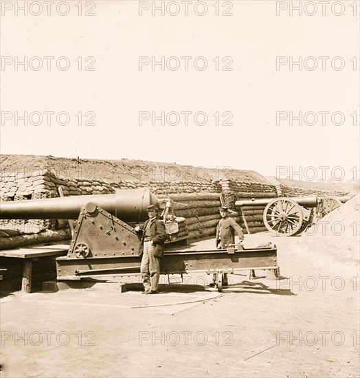 Aiken's Landing, Virginia (vicinity). Interior view of Fort Brady on the James River 1865