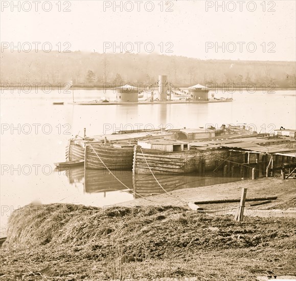 Aiken's Landing, Virginia. Double-turreted monitor U.S.S. on James River 1863