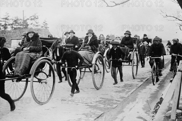 American Tourists on Rickshaws in Tokyo, Japan 1926