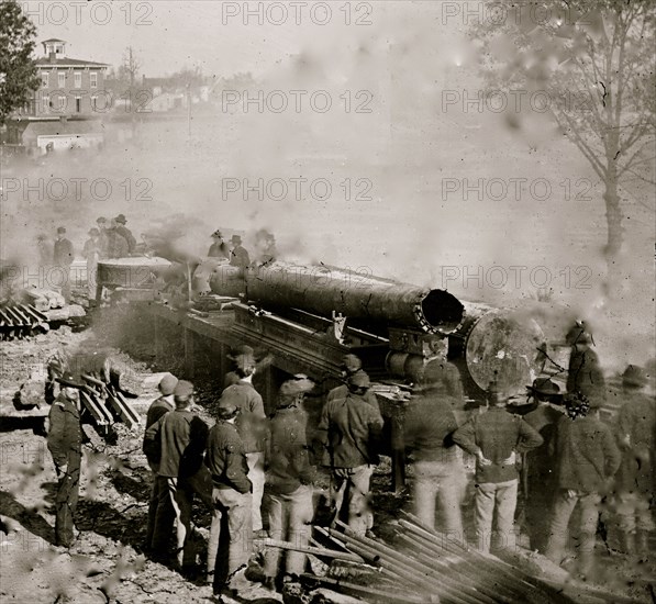 Atlanta, Georgia. Sherman's men destroying railroad 1864