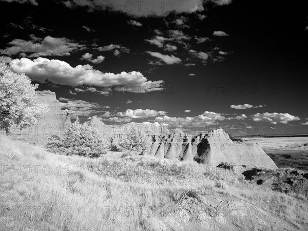 Infrared view of the Badlands. Badlands National Park, South Dakota 2007