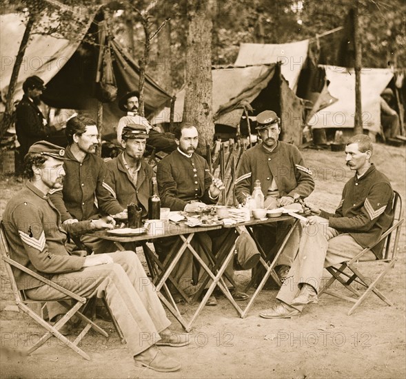 Bealeton, Va. Noncommissioned officers' mess of Co. D, 93d New York Infantry 1863