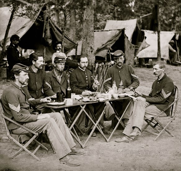 Bealeton, Va. Noncommissioned officers' mess of Co. D, 93d New York Infantry 1863