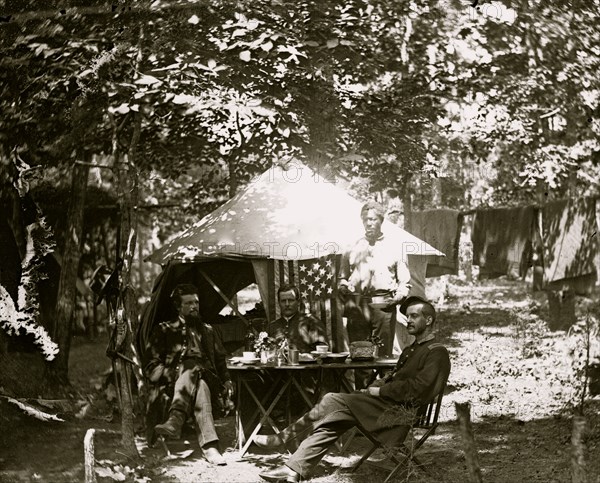 Bealeton, Virginia. Army of the Potomac Officer's mess of Company D, 93d New York Infantry 1863