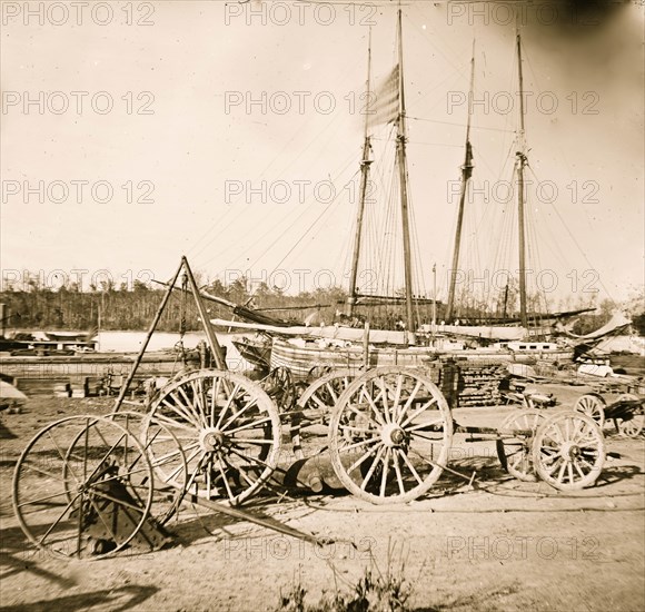 Broadway Landing, Appomattox River, Virginia. Supply boats and stores 1863