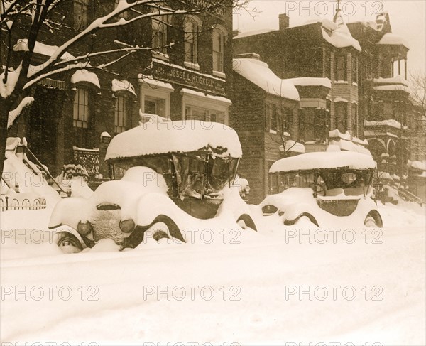 Cars Buried as parked on a Washington DC Street during the Blizzard of 1923 1922