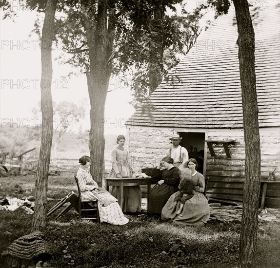 Cedar Mountain, Va. Family group before the house in which Gen. Charles S. Winder (C.S.A.) died 1862