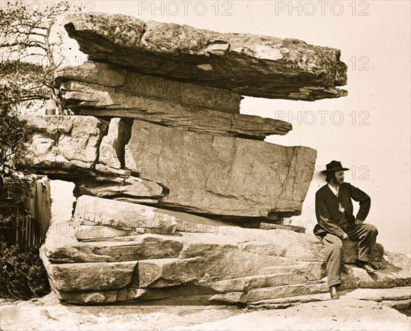 Chattanooga, Tennessee (vicinity). View of Umbrella Rock, Lookout Mountain 1864