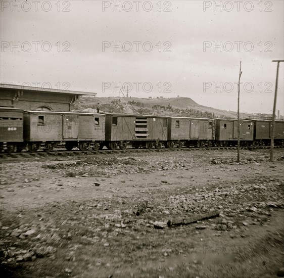 Chattanooga, Tennessee. Federal cavalry guarding railroad depot 1864