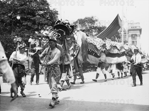 Chinese Dragon and Contingent in 4th of July Parade 1912