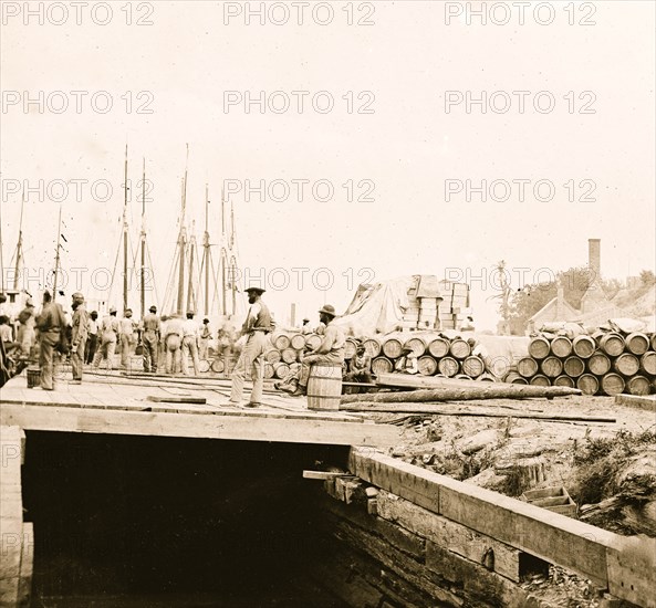 City Point, Virginia. Army stores on wharf 1863