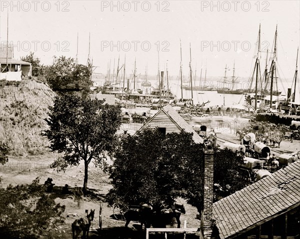 City Point, Virginia. Army wagons and transports 1863