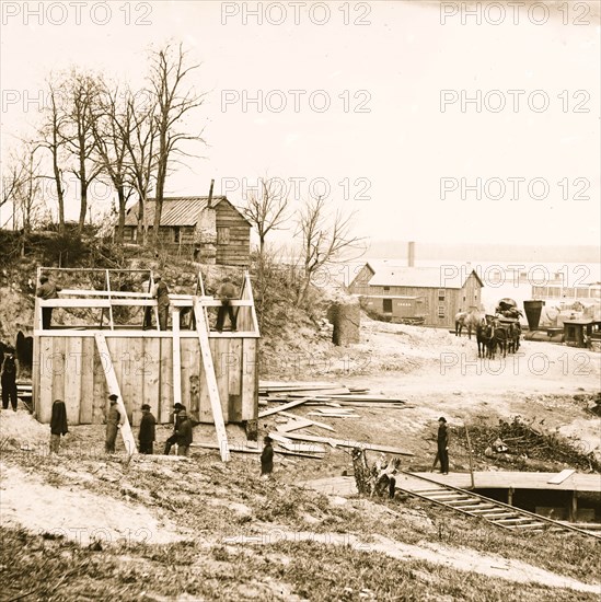 City Point, Virginia. Building storehouse and railroad depot 1863
