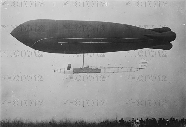 Clement-Bayard dirigible in flight, France