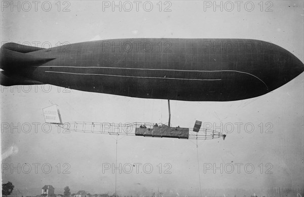 Clement-Bayard dirigible in flight, France